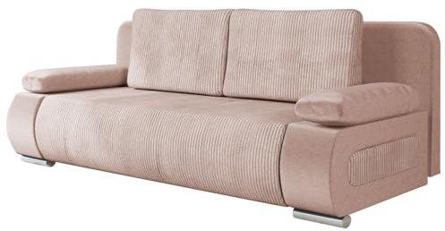 Mirjan24 Schlafsofa Emma Cord, Sofa mit Bettkasten und Schlaffunktion freistehendes Bettsofa Couchgarnitur Schlafcouch (Kronos 52 + Poso 52)
