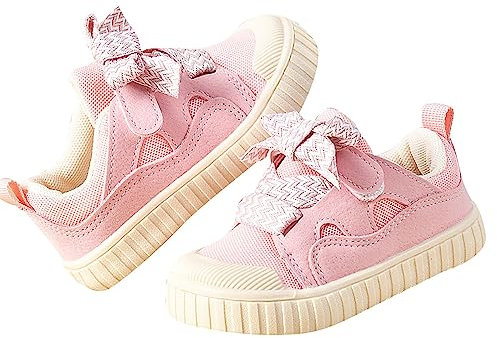 Chaussures pour enfants garçon - Baskets pour bébé garçon et fille - Printemps et automne - Design coloré - Fond souple - Chaussures en tissu antidérapant avec lumière douce, Rose, 23 EU