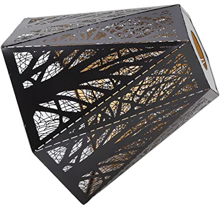 Ozgkee Lamp Shade E27 E26 Desk Lamp Wrought Iron Lampshade Black Forest Tree Carving Metal Lampshade Bedroom Bedside Decoration