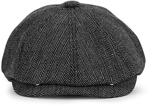 Charmylo Newsboy Stil Tellermütze Schirmmütze Herren Damen - 8 Panel Peaky Fischgräten Tweed Retro 1930s Schiebermütze Gatsby Cap Flat Hut, passen