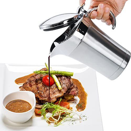 Saucière thermique en acier inoxydable de 750 ml avec couvercle à charnière pour dîner de famille, Thanksgiving, Halloween, Noël - 750 ml