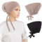 PHOGARY 2 Stück Frauen Undercap Hijab, Islamische Muslimische Unterschal Hijabcap mit Tie Back Closure Solid Color Unter Schal Hijab Mütze Turban Kopfbedeckung Chemo Kopftuch Schlafmütze (B)