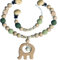 2er Set Kinderwagenkette & Kette personalisiertes baby geschenk mit Namen für Mädchen oder Junge Baby Geschenk personalisiert zur Geburt & Taufe (2er Set Elefant Grün)