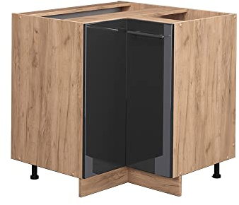 Vicco Eckunterschrank Fame-Line, Anthrazit Hochglanz, 80.5 cm