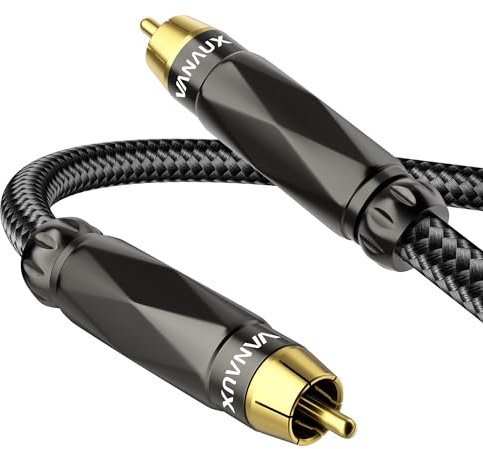 VANAUX Subwoofer Cable,Digital Coaxial Audio Cable,RCA Cord,Male to Male Mono SPDIF Wire [24AWG,4N Oxgen-Free Copper Core] for Home Theater,HDTV,Amplifier,Speaker,Soundbar(6.6ft/2M)