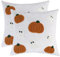 Tosleo Halloween-Kissenbezüge, 45,7 x 45,7 cm, Set mit 2 orangefarbenen Kürbissen und weißem Geist, bestickte Kissenbezüge, Erntedankfest, Zuhause, Party, Kürbis, Herbstdekoration, Samt-Kissenbezüge