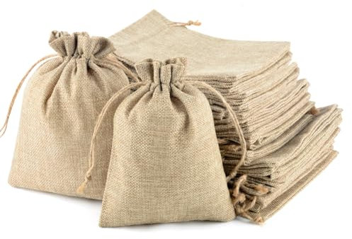 CLYPY 20 Stück 20 * 30 cm Jutesäckchen mit Kordelzug, Stoffbeutel mit Kordelzug, Jutesack Weihnachten, Säckchen zum Befüllen, Jute Sack, Geschenksäckchen für Hochzeit Mitbringsel Weihnachten (Natur)