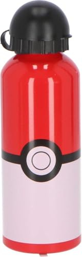 Pokeball - Borraccia per bambini, in alluminio, con cannuccia, 500 ml, per la scuola