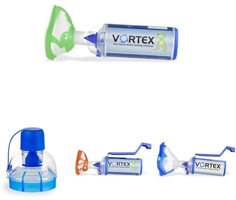 PARI VORTEX Inhalierhilfe mit Erwachsenenmaske und Einhand-Bedienhilfe zur Inhalation in Kombination mit Medikamentensprays+PARI VORTEX Inhalierhilfe Für Babys ab 0-2 Jahre