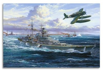 XFPMXC WWII Vintage Battleship Poster 1941 05 19 Bismarck Departure, dekoratives Gemälde, Leinwand, Wandkunstwerke, Bild, 30 x 45 cm