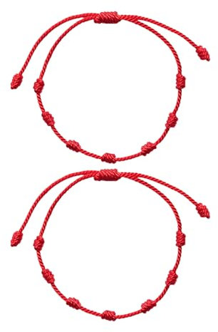CVDYWDJIE 2Pcs Cuerda Roja, Cuerda Roja Simple, Pulsera Tejida A Mano, Pulsera De Pareja, Pulsera De Amistad