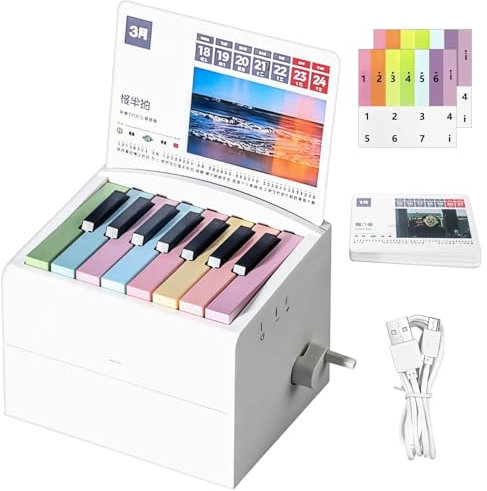 52 Song Mini Piano Kalender, Elektronischer Keyboard-Kalender mit eingebauten Tasten, Musiktisch Zubehör mit Musiknotation