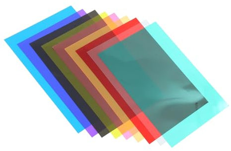 HOMSFOU 9stücke Teiliges Farbfilter Für Licht Transparentes PVC Lichtdiffusor-Folie Farbgele Für Fotografie Video Theater Partybeleuchtung Farben Rot Blau Grün Orange Schwarz