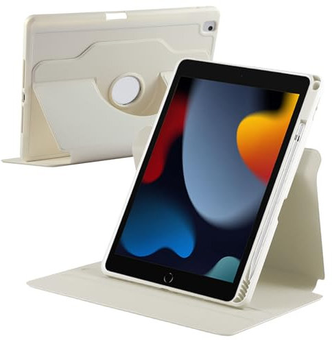 YeaQuelior Étui rotatif pour iPad 10,2 2021/2020/2019 (9e/8e/7e génération)/iPad Air 3 10,5 2019/Pro 10,5 2017 avec porte-crayon, support de protection antichoc, fonction veille/réveil automatique