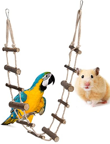 WAONIQ Vogelleiterbrücke, lange Kletterseilleiter für Haustier-Hamster, Papageien, Eichhörnchen, Hängebrücke für Vögel, Spielzeug