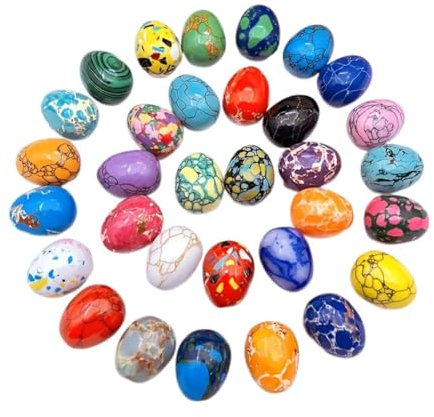 Rtyweth Ostereier aus Kristall, bunt, pastellfarben, gesprenkelt, für Osterstein, poliert, natürlich, für DIY-Dekoration, Kristall, 30 Stück