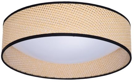 Alpinaluz Plafón LED Redondo de Techo 30W CCT 3000K 4000K 6000K – Pantalla Trenzada de Ratán Natural Ø40 cm – Estilo Nórdico Boho – Iluminación Decorativa para Salón, Dormitorio o Comedor