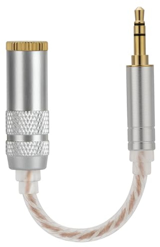 Alphatec 3.5mm Stereo Male to 4.4mm Balanced Female Adapter, OCC Hybrid Silver-Plated Cable, Hi-Fi Audio Bridge Dongle (0.5ft)