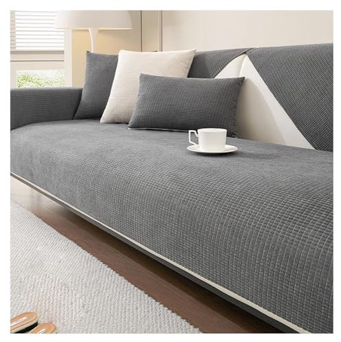 FYFWPA Chenille Sofabezug L Form Couch Überzug U Form Sofaschoner Wasserdicht Sofahusse Antifouling Sofaüberwürfe rutschfest für 1 2 3 4 Sitzer Ecksofa(Dark Grey,90 * 180cm)