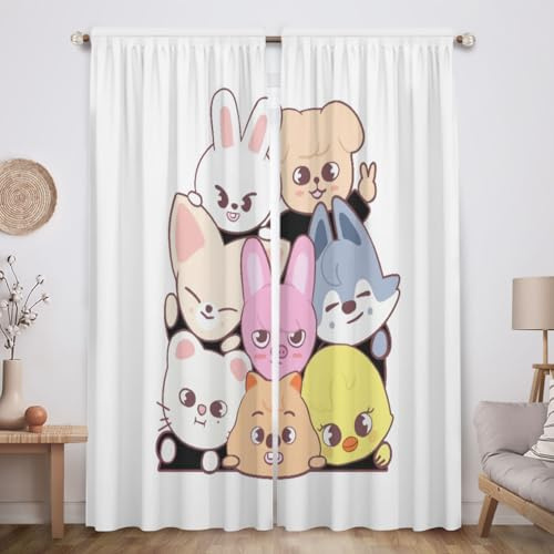 Funnytree Group Window Curtains Youth Soundwave Drapes Bedroom Home Room Decor Durable Fabric Machine Washable 82 X 84 SC00049-013