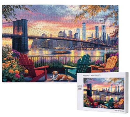 Puzzle 3000 Teile New York Puzzles für Erwachsene Landschaft HD Puzzel Anspruchsvolles und Lustig Kreatives Unterhaltungsspiel, DIY Holzpuzzle für Erwachsene Als Feiertage Geschenk fur Frauen M-114