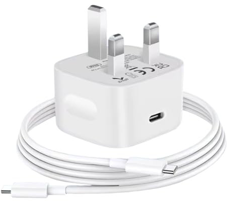 USB-C Fast Charger, 20W Power Adapter with 200cm Cable, Compatible with iPhone 15/16, iPad, Android Phones