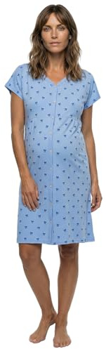Banii Nachthemd Damen Kurzarm Mima mit Mini-Schleifen und Knopfleiste S-XL Stillen Schlafshirt Umstandsmode Schwangerschaft