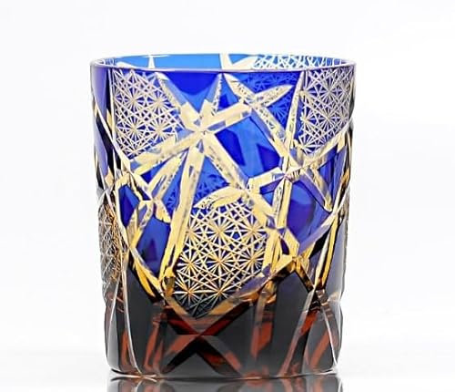 Lot de verres à whisky bleu cobalt de 56,7 à 236,8 g avec design torsadé et base lourde, verres en cristal pour bourbon, scotch, cocktail, comprend un coffret cadeau (bleu)