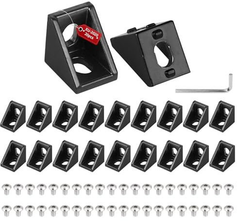 SUPAWAY Lot de 20 supports de fixation - 20 x 20 cm - Accessoires pour profilé en aluminium - Rainure 6 - Connecteur mural - Support mural - Pour profilé d'angle en aluminium 2020