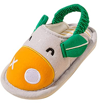 Generisch niedlich und Winter Hausschuhe flache Unterseite runde Zehe weich warm und bequem einfarbig Kalb Form Lammfell (Yellow, 22.5 Toddler)