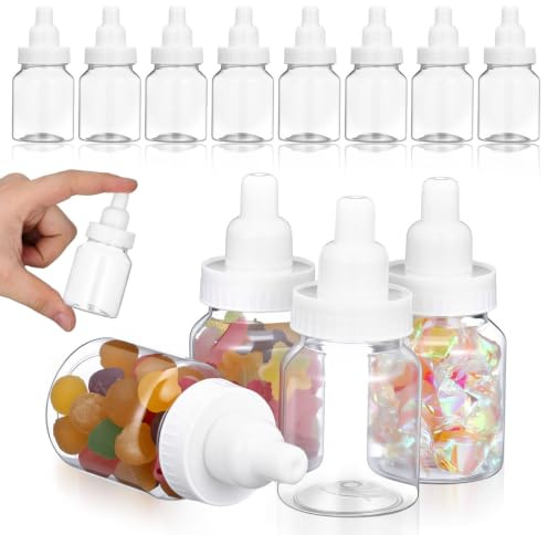BESPORTBLE Milk Bottle Candy Box Set 12 Clear Plastic Baby Shower Favour Bottles for Candy Packaging Party Favors Newborn Birthday Treat Containers 3.54 X 1.65 X 1.65 in