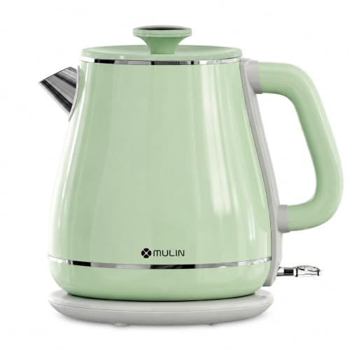 MULIN Bollitore Vintage, Bollitore Elettrico con Base a 360°, Capacità 1.8 L,1800W,ebollizione rapida, Spegnimento Automatico, Acciaio Inossidabile