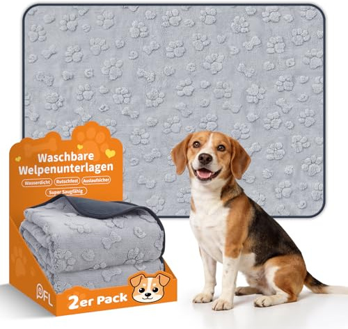Super Saugfähig Welpenunterlagen Waschbar, 2er Weich Puppy Pads 100x70 cm | Auslaufsicher Welpen Unterlagen Waschbar, Rutschfest Haustier Urinierunterlagen für Welpentraining, Inkontinenzpflege