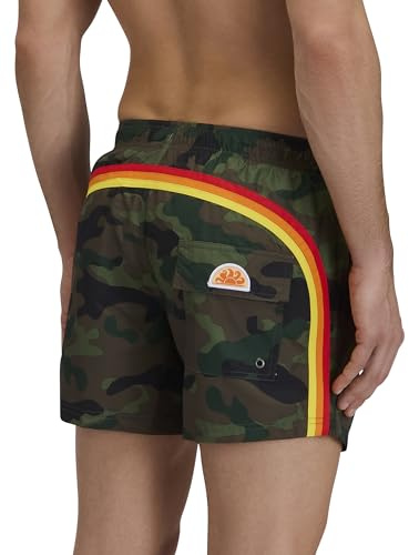 SUNDEK Costume da bagno da uomo con stampa mimetica elastica in vita, lunghezza 35,6 cm, cavallo 12,7 cm