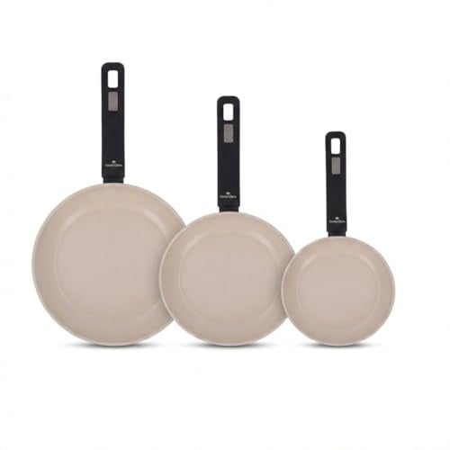 SANTA CLARA | Juego de Sartenes Nordkitch Pack 3 (20, 24 y 28 cm) aluminio forjado 3,2 mm con mango soft touch, sartenes antiadherentes doble capa full induction, aptas para inducción, gas y vitro