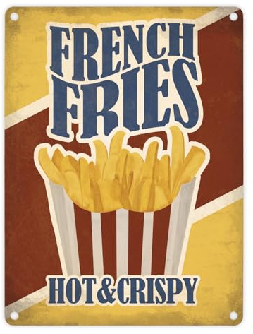Metallschild mit American Diner Classics - French Fries Motiv