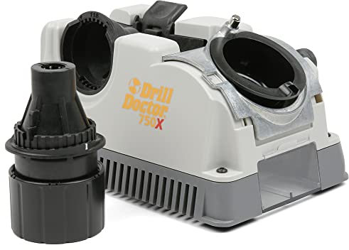Drill Doctor 750X Drill Bit Sharpener for High-Speed Steel, Masonry, Carbide, Cobalt, TiN-coated Drill Bits, with Adjustable Angles from 115° to 140°, Sharpens 3/32in - 3/4in Drill Bits