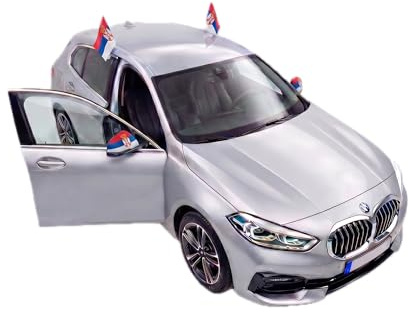 Auto Fahnen Serbien Set - 2 Autofahnen 30 x 45 cm & 2 Außenspiegelfahnen Überzieher, Fußball Fanartikel FZG für EM & WM, Serbische Flagge Fahrzeug Deko