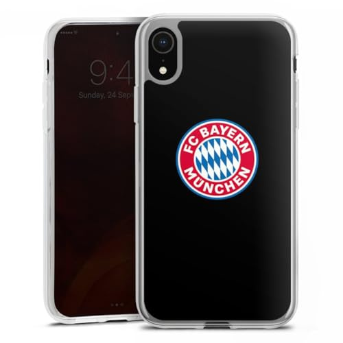 Silikon Hülle kompatibel mit Apple iPhone Xr Case transparent Handyhülle FC Bayern München Logo Offizielles Lizenzprodukt