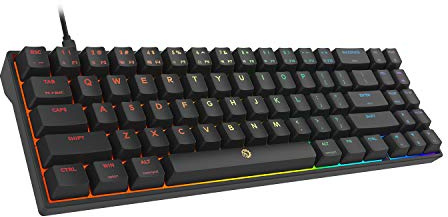 DREVO Calibur V2 TE RGB 60% Wired Mechanical Gaming Keyboard 71 Keys Small Compact Works for PC/Mac USB Type-C Detachable, Outemu Red Switch, Black