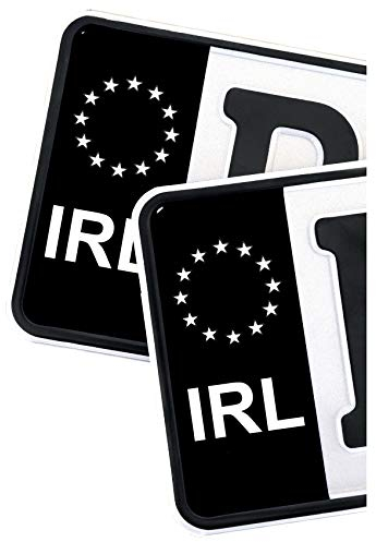 Finest Folia 2 x Kennzeichen Sticker passgenau für EU Feld 11x5cm Design Aufkleber für Nummernschild Folie KFZ Schwarz oder mit Fahne waschstraßenfest R059 (09 Irland, Classic)