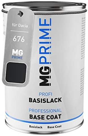 MG PRIME Peinture voiture pot prêt pour la pulvérisation pour Dacia 676 Noir Nacre/Perlmutt-Schwarz Metallic couche de base 1,0 litre 1000ml