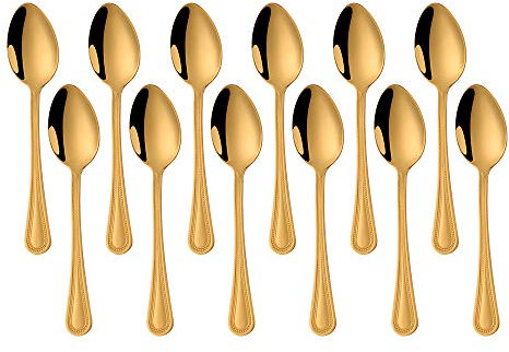 Kaffeelöffel, Buyer Star 12 Stück Teelöffel Gold Edelstahl Mini Löffel für Zucker Tee Eis Espresso Demitasse Gewürze, Spülmaschinenfest