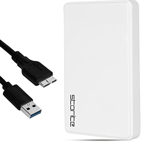 Storite External Hard Drive 200GB HDD USB3.0 Ultrafast Slim Data storage and Backup drive, Storage Expansion - Portable Hard Drive Compatible for Laptop, PC, Mac, Android, Gaming Console (White)
