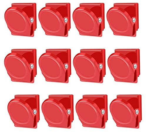 Molinter Magnet Klammer kühlschrank Magnetclips Metall Clips Kühlschrankmagnete für Whiteboard Wandnotiz Magnetische Binder Ordner Küche 12 Stücke/set (Rot)