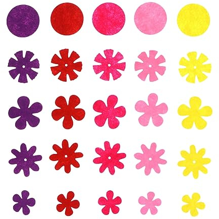150 Stücke DIY Filz Blumen Stoff 5 Formen Verschönerungen für Handwerk Nähen Handwerk Einladungskarten Kinder Kinder Wohnkultur Ornamente