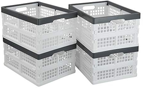 Teyyvn 4-Pack Collapsible Milk Crates, 15L Plastic Stackable Storage Bins