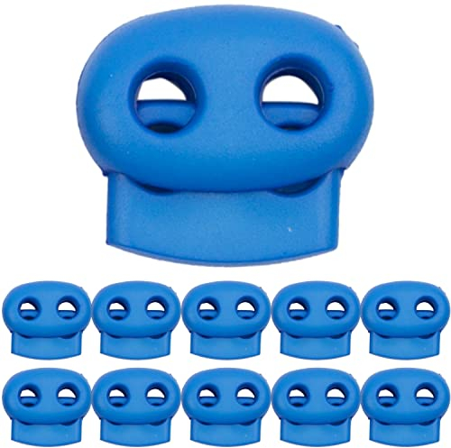 Kordel Stopper, 2-Loch, 10 Stück, Dunkelblau, für bis Ø 4 mm Kordeln, Band Klemme Jacke, Bekleidung, Rucksack, Gummikordel Stopper, Schnellverschluss Schnürsenkel, Schnur Rutsche, Tanka Kordelstopper