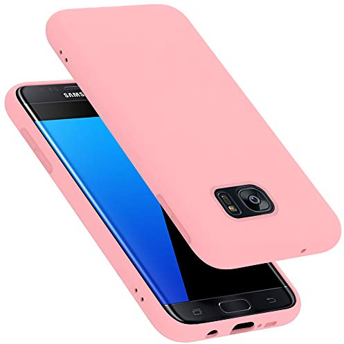 Cadorabo Hülle kompatibel mit Samsung Galaxy S7 Edge Hülle Silikon Handyhülle für Galaxy S7 Edge Case aus flüssigem Silikon- Kratzfeste und stoßfeste dünne TPU Schutzhülle - Liquid PINK