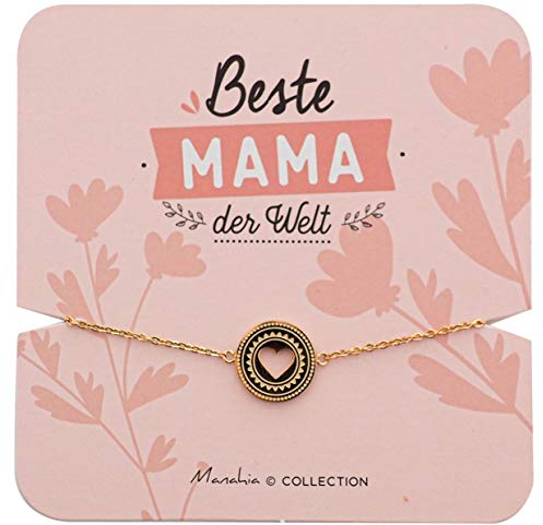 Manahia Armband Mama Herz Edelstahl - Beste Mama der Welt - Goldenes Armband, Geschenk für Mama, Geburt, zukünftige Mama, Anhänger für Mama, Muttertag, Armband Muttertag, Schmuck für Mutter